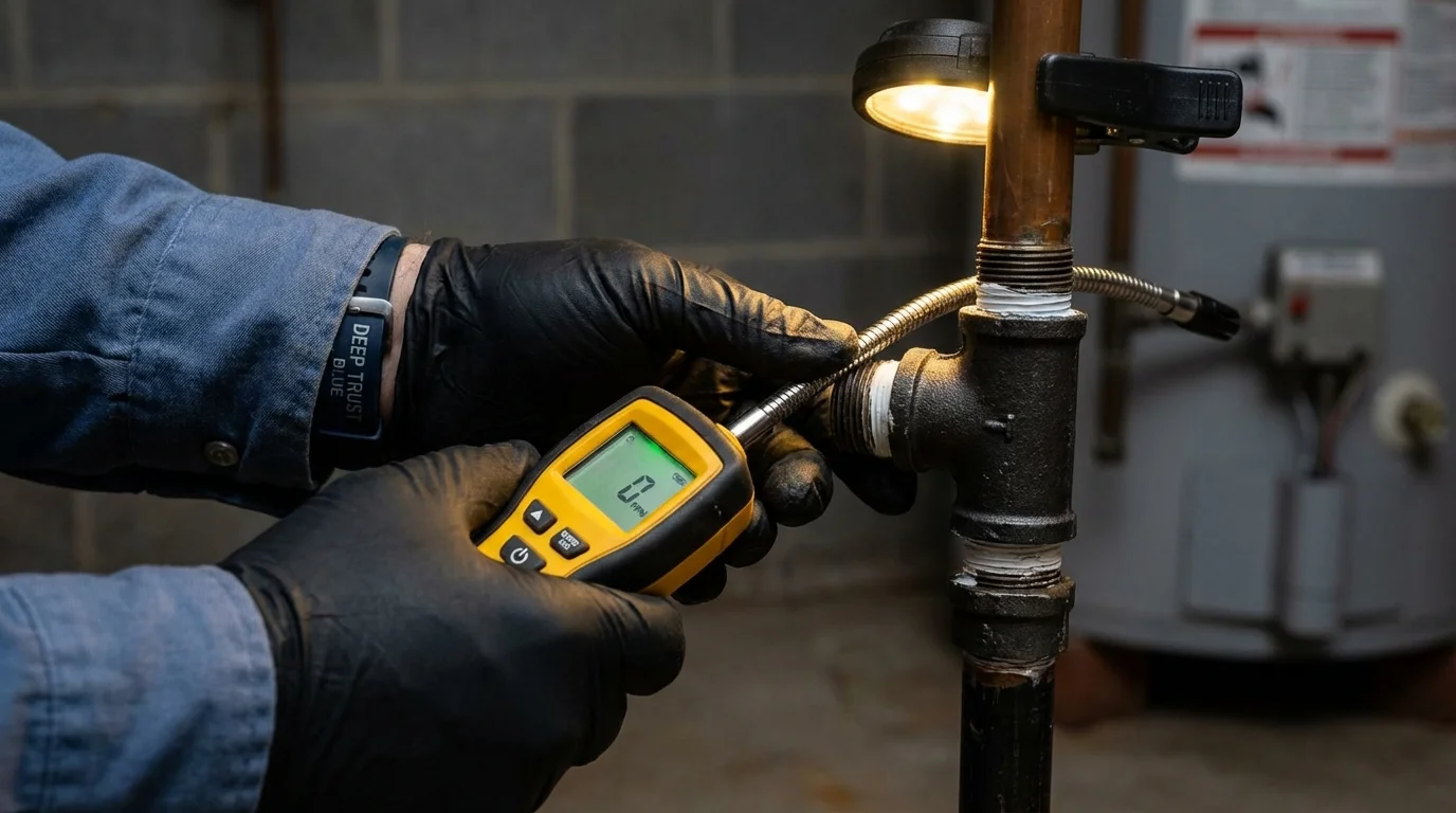 Gas leak detection with electronic sniffer by Johns Plumbing LLC in Zimmerman